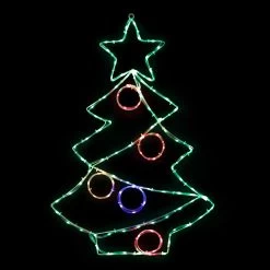 28" LED Lighted Christmas Tree With Ornaments Window Silhouette