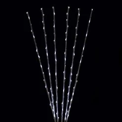 Set Of 6 Enchanted Garden LED Pure White Lighted Branch Spray Driveway Pathway Markers - 4'