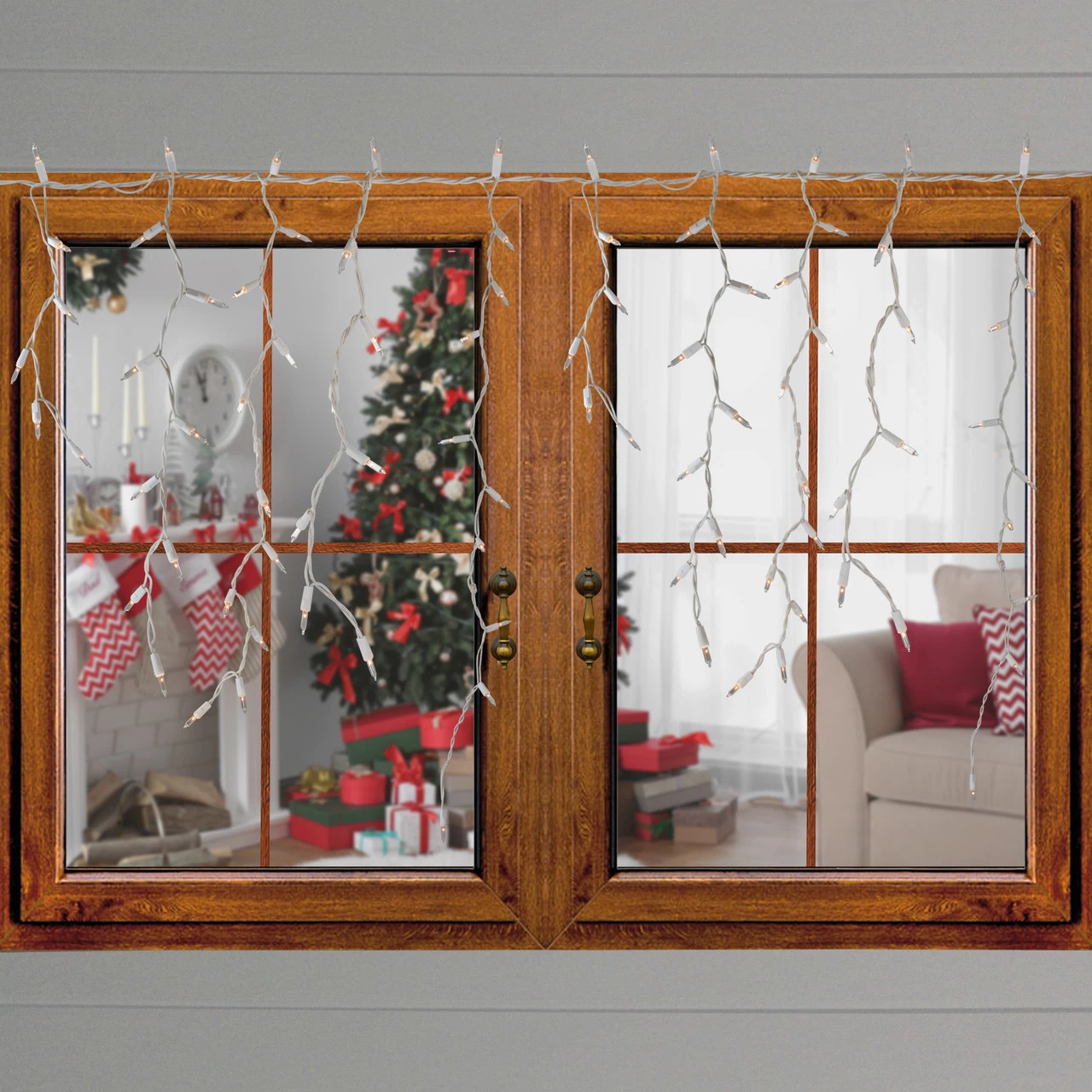 300 Count Clear Mini Icicle Christmas Lights, 18ft White Wire 5 300 Count Clear Mini Icicle Christmas Lights, 18ft White Wire - Image 3