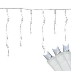 300 Count Cool White LED Wide Angle Icicle Christmas Lights, 24.5 Ft White Wire