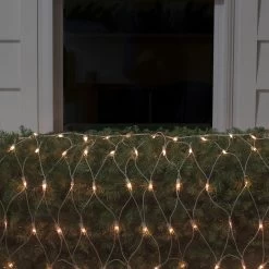 2' X 8' Clear Mini Net Style Column Christmas Lights, White Wire -Christmas Decoration Store northlight ha92023 2 08448.1667569751