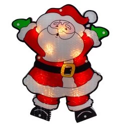16.25" Lighted Holographic Santa Claus Christmas Window Silhouette