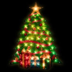 22.5" Lighted Christmas Tree With Presents Window Silhouette