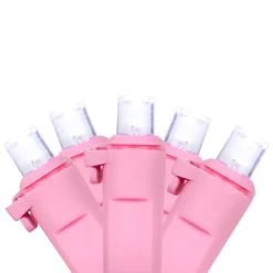 100-Count Pure White LED Wide Angle Christmas Lights, 33ft Pink Wire