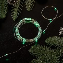 100ct Green LED Micro Fairy Lights, 16ft Copper Wire