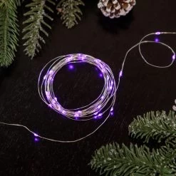 100ct Purple LED Micro Fairy Lights, 16ft Copper Wire