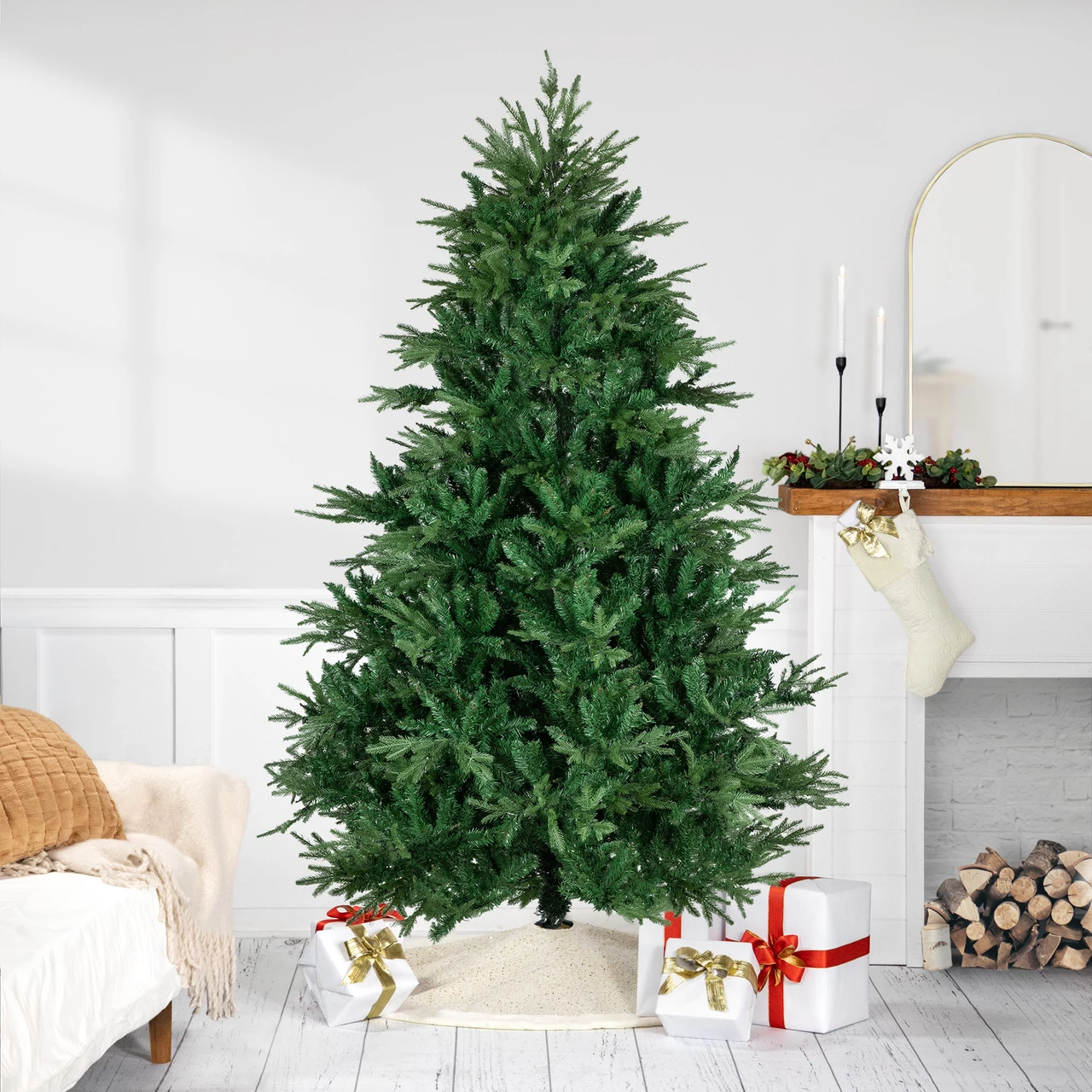 7.5' Juniper Pine Artificial Christmas Tree, Unlit 3 7.5' Juniper Pine Artificial Christmas Tree, Unlit