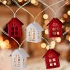 10 B/O LED Warm White Metal House Christmas Lights - 6.5' Clear Wire