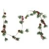 6.5' Pre-Lit Pine And Berry Artificial Christmas Garland, Warm White LED Lights