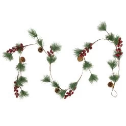 6.5' Pre-Lit Pine And Berry Artificial Christmas Garland, Warm White LED Lights -Christmas Decoration Store northlight hc94495 2 85620.1667530954