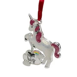 3.25" Silver Plated Dream Big Unicorn With European Crystals Christmas Ornament -Christmas Decoration Store northlight hd91043 1 00998.1667576345