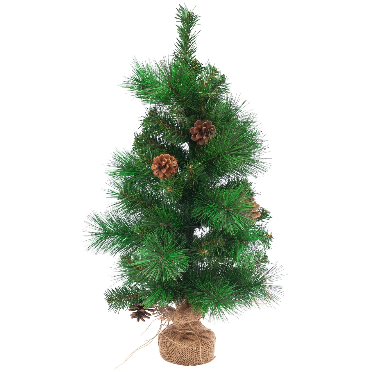 23.5" LED Lighted Mixed Pine And Pine Cones Artificial Christmas Tree In Jute Base 3 23.5" LED Lighted Mixed Pine And Pine Cones Artificial Christmas Tree In Jute Base
