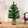 18" Pre-Lit Two-Tone Green Pine Artificial Christmas Tree In Burlap, Clear LED Lights -Christmas Decoration Store northlight j00065 32999.1667530692