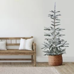 7.5' Slim Flocked Nordmann Fir Artificial Christmas Tree - Unlit