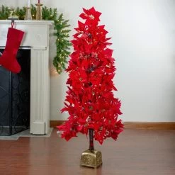 4' Pre-Lit Fiber Optic Color Changing Red Poinsettia Christmas Tree -Christmas Decoration Store northlight j15604 4 40346.1667573520
