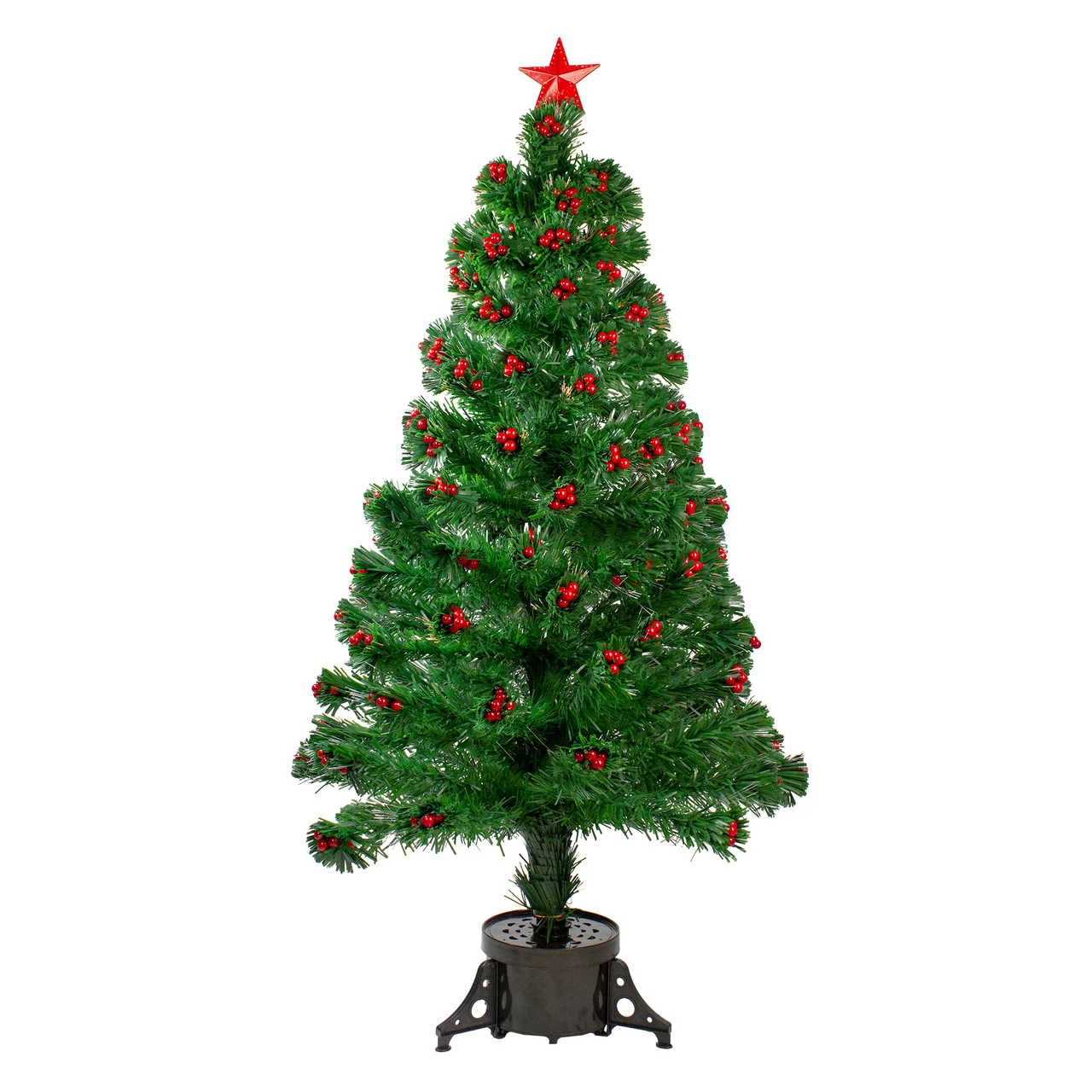 4' Pre-Lit Color Changing Artificial Christmas Tree With Red Berries 3 4' Pre-Lit Color Changing Artificial Christmas Tree With Red Berries