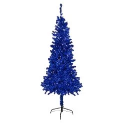 6' Pre-Lit Blue Artificial Tinsel Christmas Tree, Clear Lights