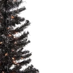 4' Pre-Lit Black Artificial Tinsel Christmas Tree, Clear Lights -Christmas Decoration Store northlight j92323 3 60199.1667569737