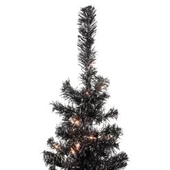 4' Pre-Lit Black Artificial Tinsel Christmas Tree, Clear Lights -Christmas Decoration Store northlight j92323 5 80931.1667569737