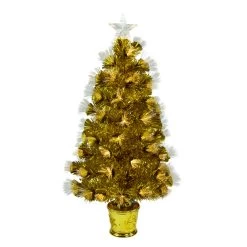 3' Pre-Lit Gold Fiber Optic Artificial Christmas Tree, White Lights