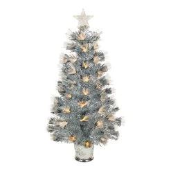 3' Pre-Lit Silver Fiber Optic Artificial Christmas Tree, Warm White Lights