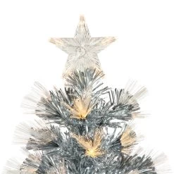 3' Pre-Lit Silver Fiber Optic Artificial Christmas Tree, Warm White Lights -Christmas Decoration Store northlight j92344 3 25520.1667530318