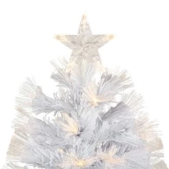 3' Pre-Lit White Fiber Optic Artificial Christmas Tree, Warm White Lights -Christmas Decoration Store northlight j92345 3 61338.1667530331