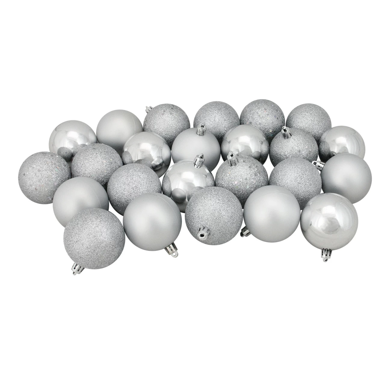 24ct Silver 4-Finish Shatterproof Christmas Ball Ornaments 2.5" (60mm) 3 24ct Silver 4-Finish Shatterproof Christmas Ball Ornaments 2.5" (60mm)