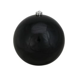 Shiny Jet Black Shatterproof Christmas Ball Ornament 8" (200mm)
