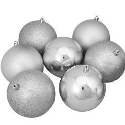 12ct Shatterproof 4-Finish Silver Splendor Christmas Ball Ornaments 4" (100mm) -Christmas Decoration Store northlight lj35164 02 25669.1667488433