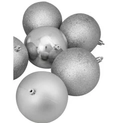12ct Shatterproof 4-Finish Silver Splendor Christmas Ball Ornaments 4" (100mm) -Christmas Decoration Store northlight lj35164 03 91893.1667488433