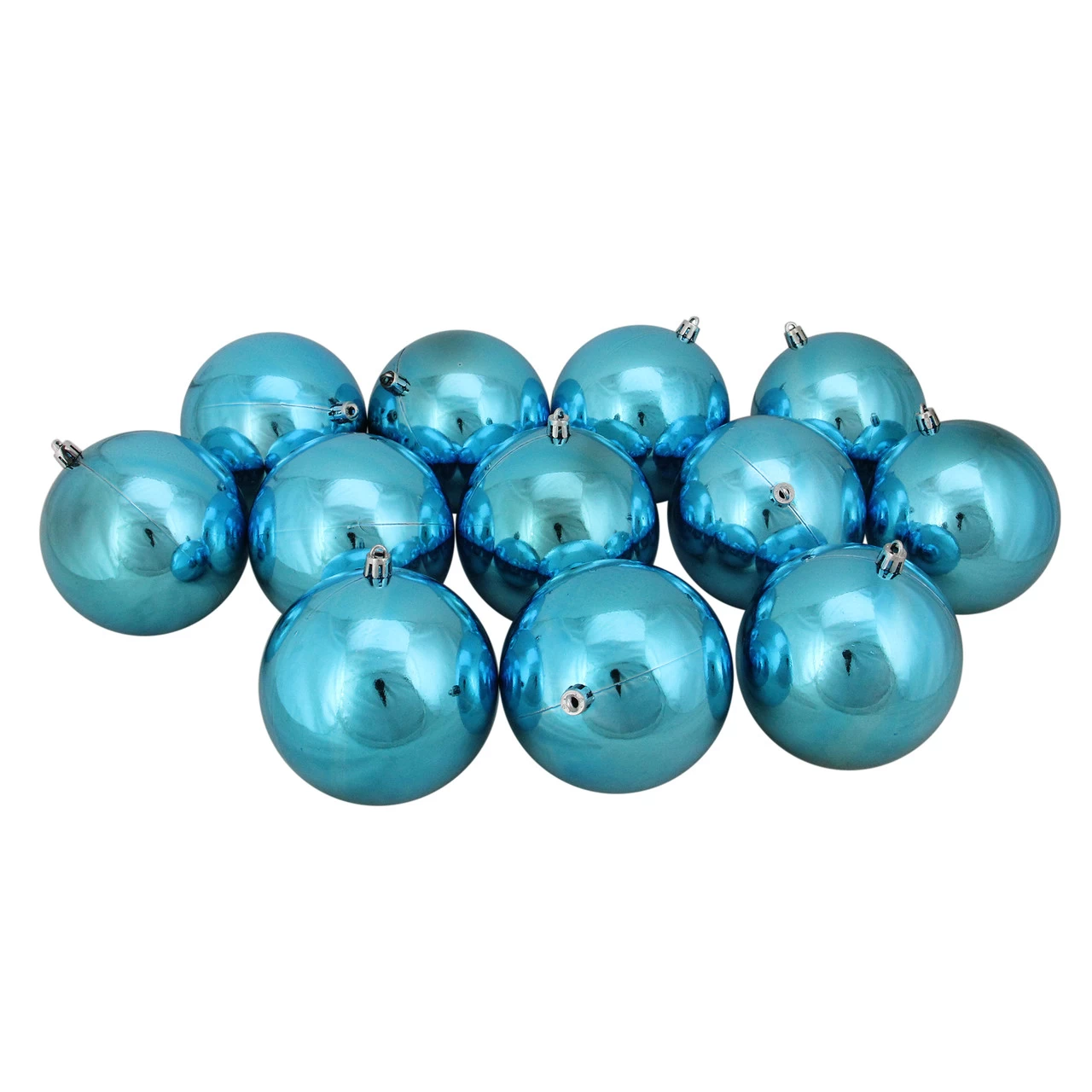 12ct Turquoise Blue Shatterproof Shiny Christmas Ball Ornaments 4" (100mm) 3 12ct Turquoise Blue Shatterproof Shiny Christmas Ball Ornaments 4" (100mm)
