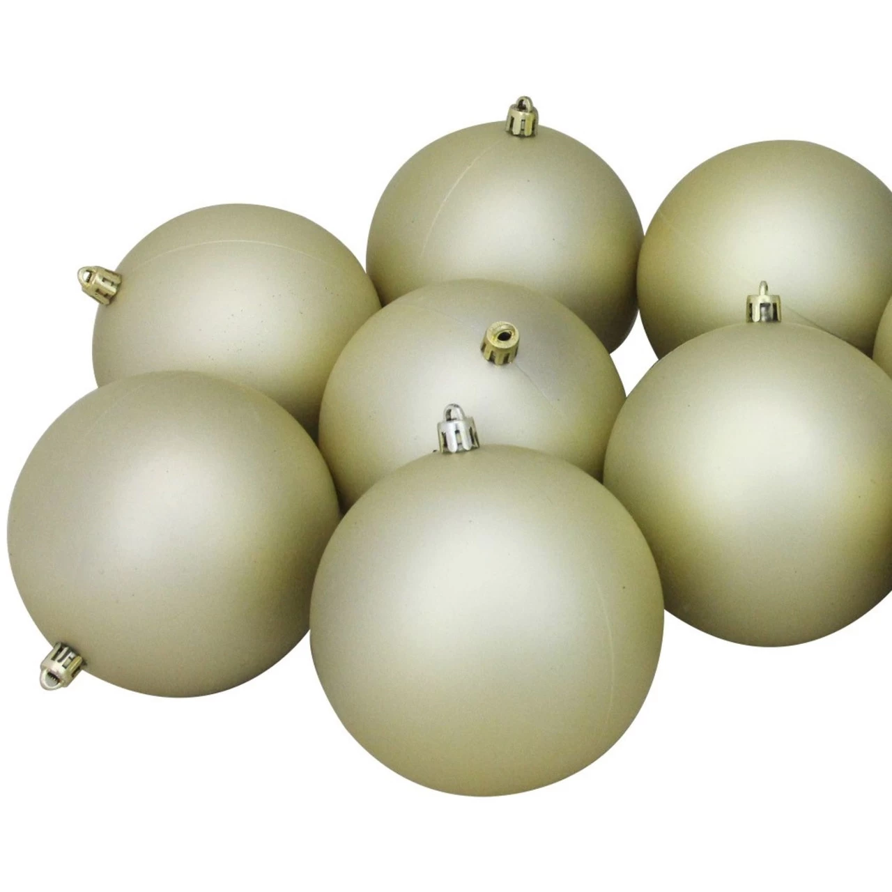 Set Of 12 Champagne Gold Shatterproof Matte Christmas Ball Ornaments 4" 6 Set Of 12 Champagne Gold Shatterproof Matte Christmas Ball Ornaments 4" - Image 4