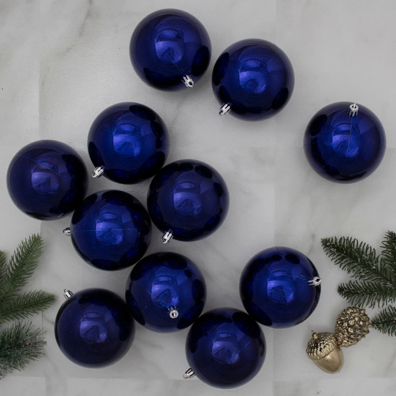 12ct Royal Blue Shiny Shatterproof Christmas Ball Ornaments 4" (101mm) 4 12ct Royal Blue Shiny Shatterproof Christmas Ball Ornaments 4" (101mm) - Image 2