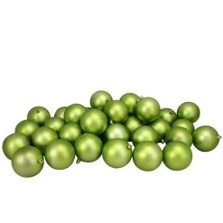 32ct Matte Kiwi Green Shatterproof Christmas Ball Ornaments 3.25" (80mm)