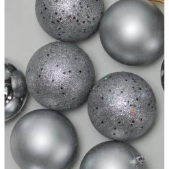 32ct Pewter Gray Shatterproof 4-Finish Christmas Ball Ornaments 3.25" (80mm) -Christmas Decoration Store northlight lj35319 03 09728.1667491218