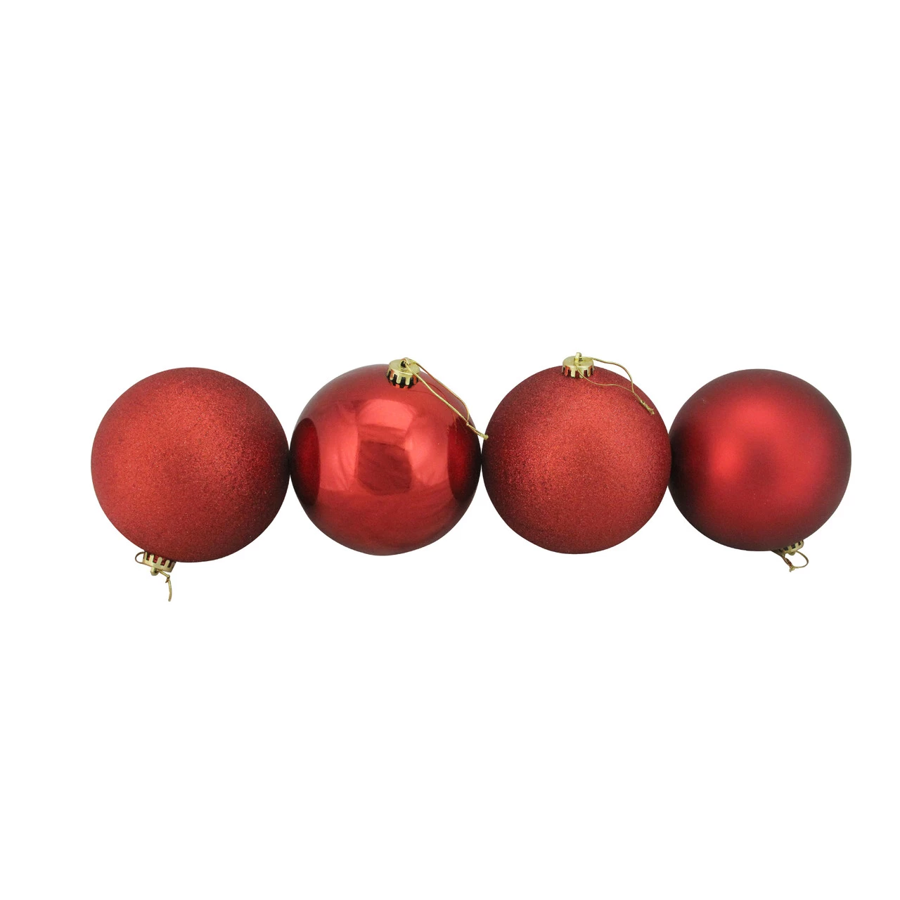 4ct Red Shatterproof 4-Finish Christmas Ball Ornaments 6" (150mm) 3 4ct Red Shatterproof 4-Finish Christmas Ball Ornaments 6" (150mm)