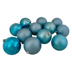 12ct Turquoise Blue Shatterproof 4-Finish Christmas Ball Ornaments 6" (150mm) -Christmas Decoration Store northlight lj36063 3 52351.1667662903