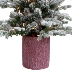 4' Pre-Lit Flocked Saratoga Spruce Artificial Christmas Tree In Pot - Clear Lights -Christmas Decoration Store northlight lt91590 3 44940.1667573178