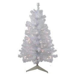 3' Pre-lit White Iridescent Pine Artificial Christmas Tree - Clear Lights