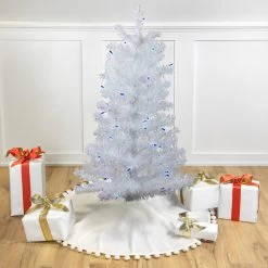 3' Pre-Lit White Medium Pine Artificial Christmas Tree - Blue Lights
