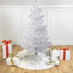 3' Pre-Lit White Medium Iridescent Pine Artificial Christmas Tree - Purple Lights