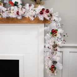 9' X 10" Pre-lit White Iridescent Mixed Pine Artificial Christmas Garland - Clear Lights -Christmas Decoration Store northlight mass20ha20ys20plug 10292.1667681663