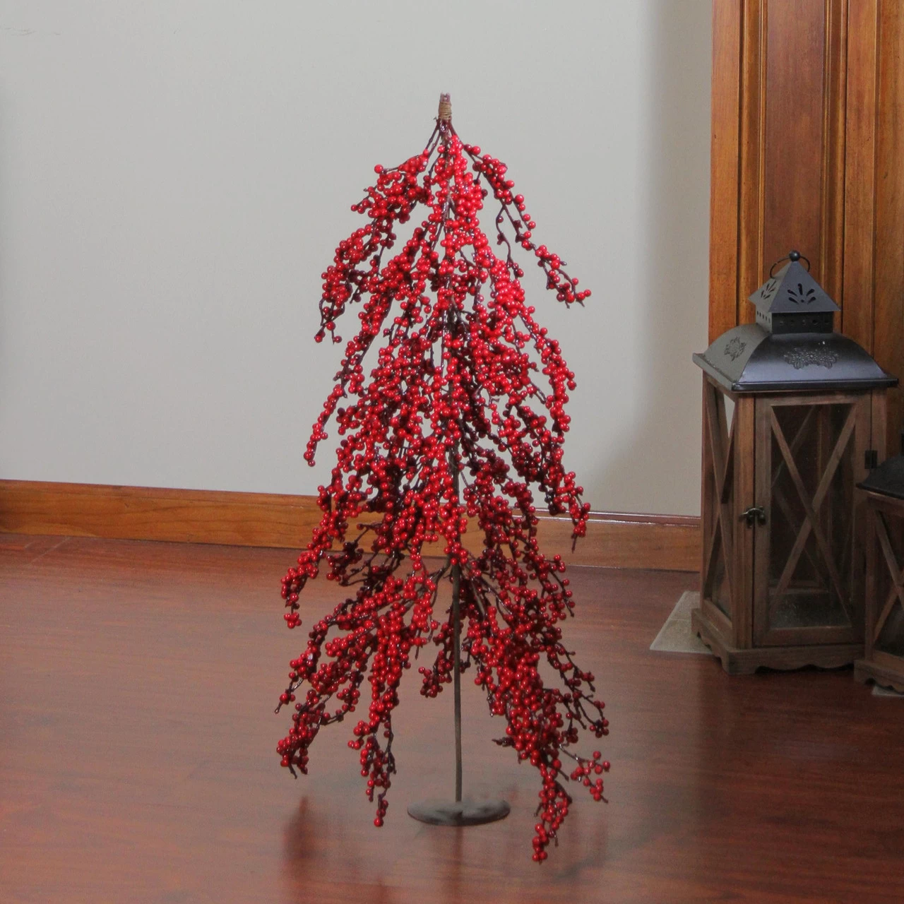 2.5' Red Berries Artificial Upside Down Christmas Tree - Unlit 5 2.5' Red Berries Artificial Upside Down Christmas Tree - Unlit - Image 3