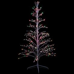 6' White Cascade Twig Tree Christmas Outdoor Decoration - Multi Lights