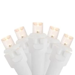 100ct Warm White LED Wide Angle Christmas Lights, 33ft White Wire