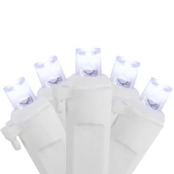 100ct Pure White LED Wide Angle Christmas Lights, 33ft White Wire