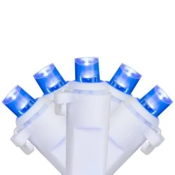 50ct Blue LED Wide Angle Christmas Lights, 16.25ft White Wire