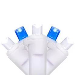 50-Count Blue And White LED Wide Angle Christmas Lights - 16.25 Ft White Wire