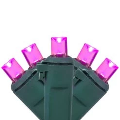 50ct Pink LED Wide Angle Christmas Lights, 16.25ft Green Wire